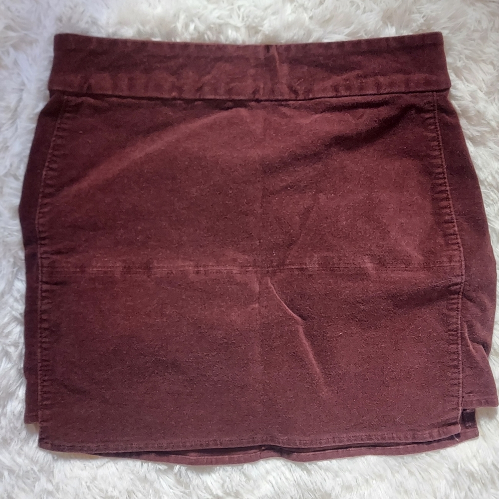 Plum Crushed Velvet Skirt